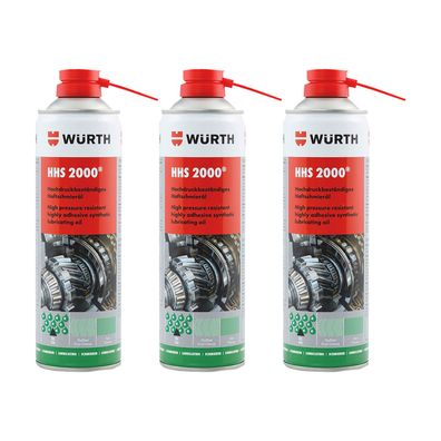 3x WUERTH Haftschmierstoff HHS 2000 0.5 L Teilsyntheseöl Rostschutz Kriechfähig
