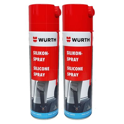 2x WUERTH Silikonspray 0.5 LTR Kunststoffpflege gute Gleitwirkung Aussenbereich