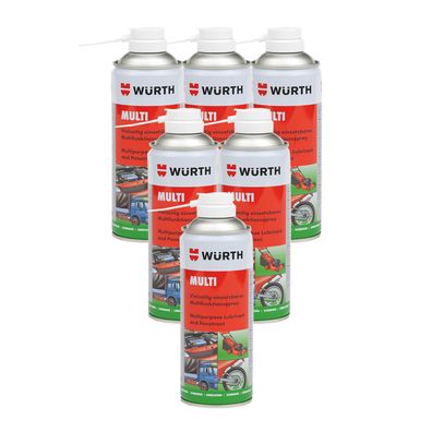 6x WUERTH Wartungsoel MULTI 0.4 L Hellgelb Transparent Gleitspray Schmiermittel