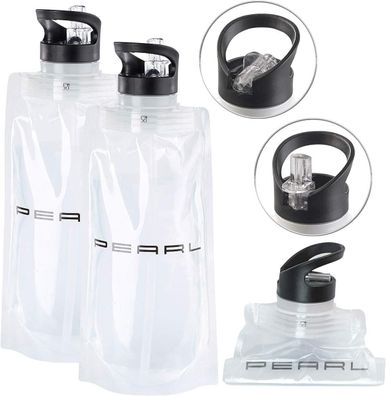 NEU 2er Set faltbare Trinkflaschen Trinkhalm 800ml für Sport Freizeit Ausflug
