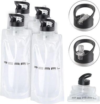 NEU 4er Set faltbare Trinkflaschen Trinkhalm 800ml für Sport Freizeit Ausflug