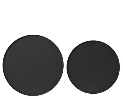 Dekoratives Tablett rund Metall 30-35cm Schwarz matt 2er Set