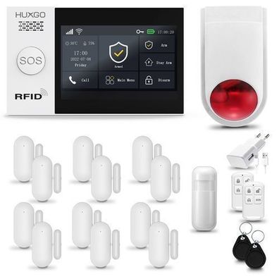 Funk Alarm System mit Sirene, 12x Tür- Fenstersensor HXA007 2G, Smart Home Security