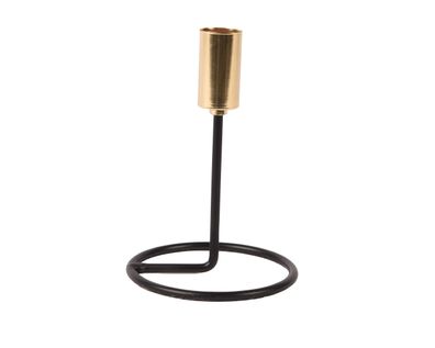 Kerzenhalter für Stabkerzen Metall 13,5cm Schwarz / Gold