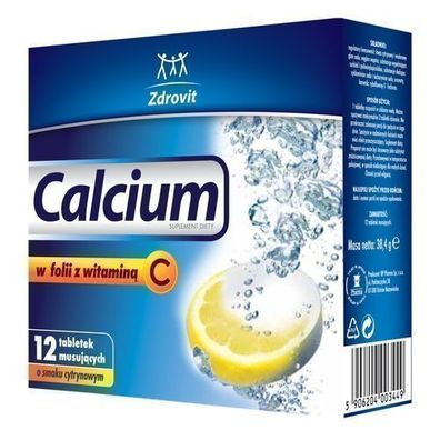 Calcium Zitronengeschmack - 12 Brausetabletten in Folienverpackung