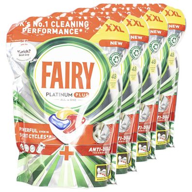 4x Fairy Platinum PLUS All in One Lemon Geschirrspültabs 48 Tabs