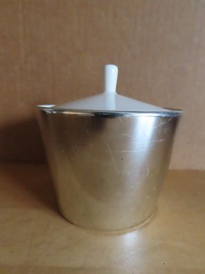 Zuckerdose Zuckerschale mit Metallmantel beige mit Deckel Melitta 6,5 cm H
