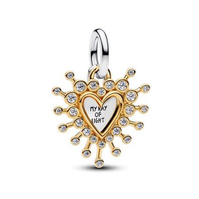 Bead - bicolor - Strahlendes Herz Doppelter Charm