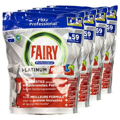 4x Fairy Professional Platinum PLUS Geschirrspültabs 59 Tabs