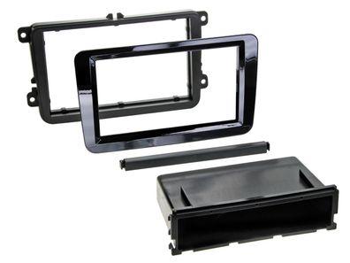 2-DIN Radioblende mit Fach passend für Seat/Skoda/VW Klavierlack lose