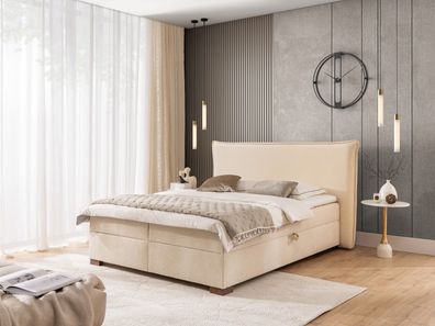 Lovetti - Boxspringbett mit Topper und Bettkästen aus Strukturstoff-Cordoptik