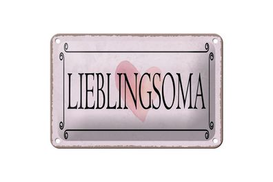 Blechschild Lieblingsoma Herz, 5 verschied Größen, Blechschilder Spruch Liebe