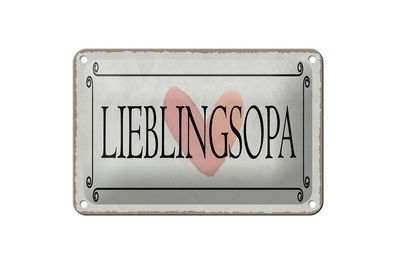 Blechschild Lieblingsopa Herz, 5 verschied Größen, Blechschilder Spruch Liebe