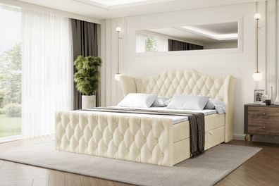 Boxspringbett mit Matratze, Boxbett, Topper, Polsterbett mit Bettkasten VILA-Z