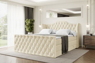 Boxspringbett mit Matratze, Topper, Polsterbett mit Bettkasten VILA-Z KING