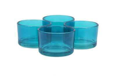 Teelichtgläser klein 51x33mm dunkel türkis 4er Set