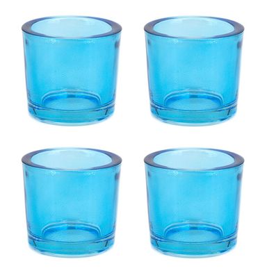Teelichthalter Glas 6,5x6cm türkis 4er Set