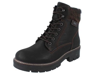 RIEKER Corrales Damen Schnürstiefel schwarz Kunstleder