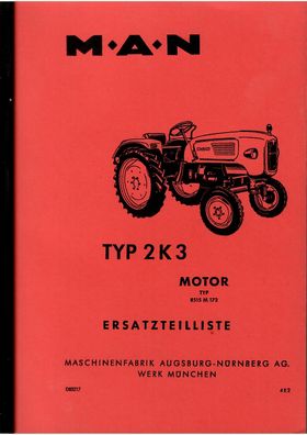 Ersatzteilliste MAN Typ 2K3, Motor Typ 8515 M 172, Landtechnik, Ackerschlepper