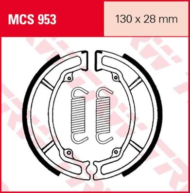 MCS953 Bremsbacken 130x28 CPI Keeway Peugeot Sachs Sinnis Yamaha