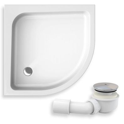 Duschwanne Viertelkreis Acryl PAKO 90x90 Weiß | Ablaufgarnitur & Füße im SET!