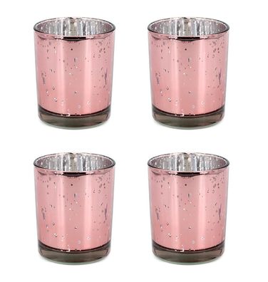 Teelichthalter Glas 6x7,2cm rosegold 4er Set