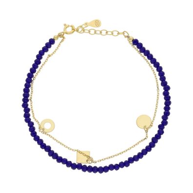 JuwelmaLux Armband 925/000 Silber, Gelbgold plattiert, synth. Steine blau
