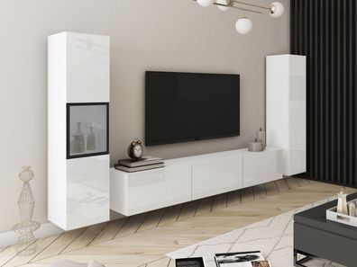 Wohnwand Zogle III Stilvoll Wohnzimmer-Set, TV-Schrank, Modern Mediawand