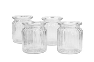 Windlicht Glas gerillt 8x9cm 4er Set klar/transparent