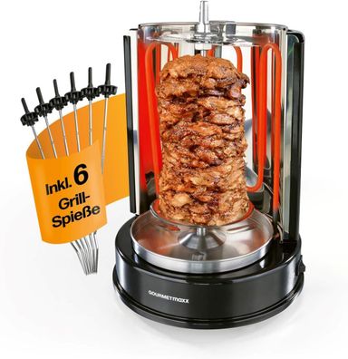 Gourmetmaxx Dönergrill 1400W Vertikal Tischgrill mit 360°-Spieß