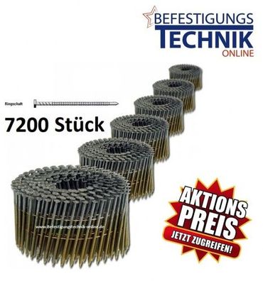 2,5x65mm Ring blank 16° Coilnägel für Coilnagler Prebena Paslode BeA Bostitch 7,2M K