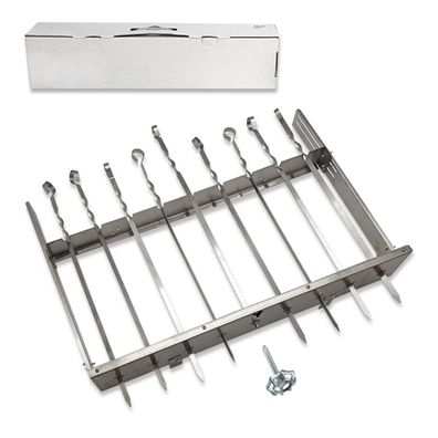 Mangal Schaschlikdreher Edelstahl für 9 Spieße Schaschlik Spießaufsatz Grill