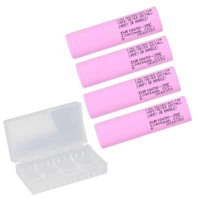 4x Samsung INR18650-35E 3,7V 3500mAh inkl. Akku-Schutzbox 18650