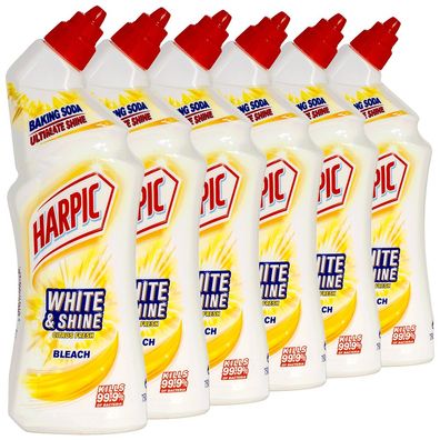 6x HARPIC White & Shine Bleach Citrus WC-Reiniger 750ml