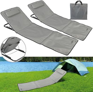 NEU 2er Set Strandliege faltbar verstellbare Rückenlehne für Camping Strand Zelt