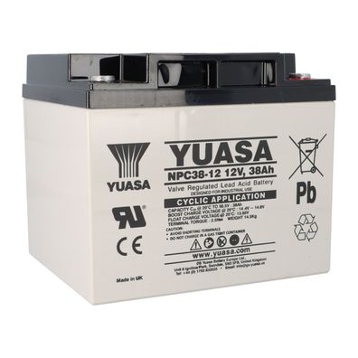 Yuasa Blei-Akku NPC38-12I Pb 12V / 38Ah Zyklenfest, M5 Innengewinde