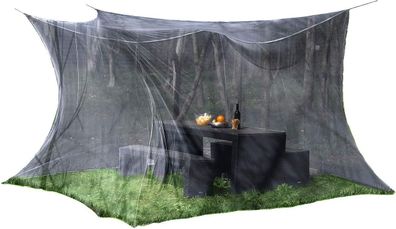NEU XXL Moskitonetz 300x300x250cm schwarz für Innen Außen Garten Camping Outdoor