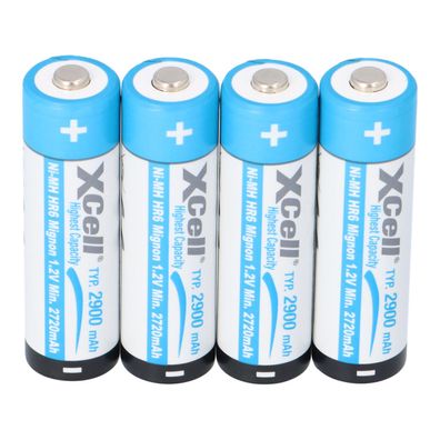 4x XCell Mignon AA Akku Ni-MH 1,2V 2900mAh