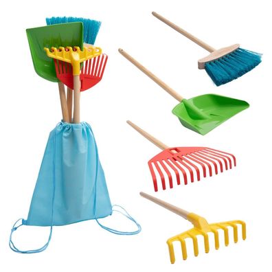 Kinder Gartengeräte aus Kunststoff und Holz Gartenwerkzeug SET + Beutel