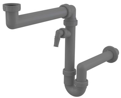 Alcadrain Raumsparsiphon für Spülbecken mit einem Geräteanschluss und einer Überwurfm