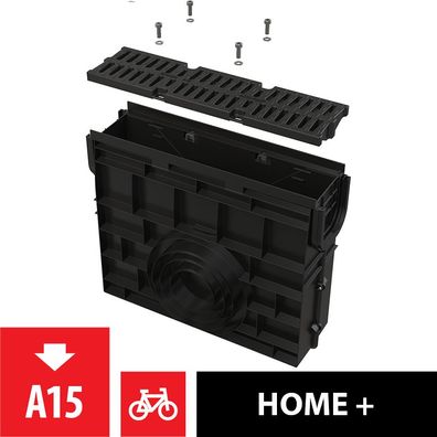Alcadrain Servicebox für Entwässerungsrinne AVZ104 mit Kunststoffrand und Rost aus Ku