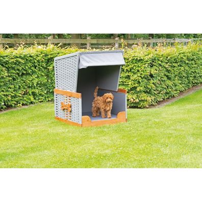 SunnySmart Best Friend Hunde-Strandkorb Gartenstrandkorb Polyesterstoff grau