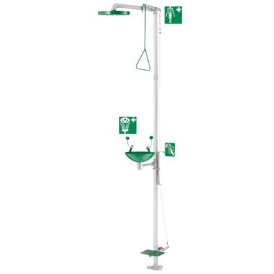 Delabie Kombi Sicherheits-Augendusche u. Körperdusche auf Säule