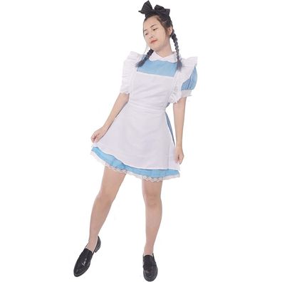 Dienstmädchen Cosplay Kostüm | Kleid mit Schürze und Haarreifen | Größen: S - XL