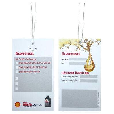 Shell Oil Change Label Ölwechselanhänger Öldienstzettel Ölzettel