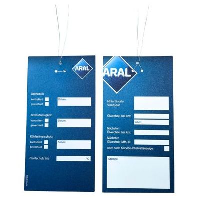 Aral Oil Change Label Ölwechselanhänger Öldienstzettel Ölzettel