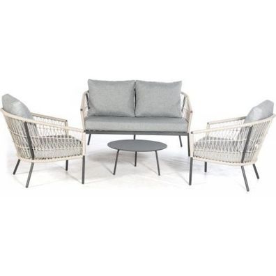 SunnySmart Seaside Loungegruppe Sitzgruppe für Garten Inklusive Kissen hellgrau