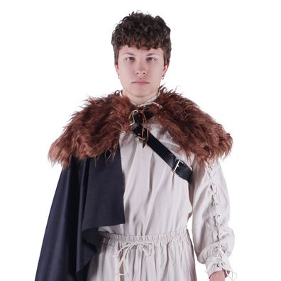 Schulterfell für LARP, Wikinger, Mittelalter Kostüm | Kunstfaser | Braun, Weiß