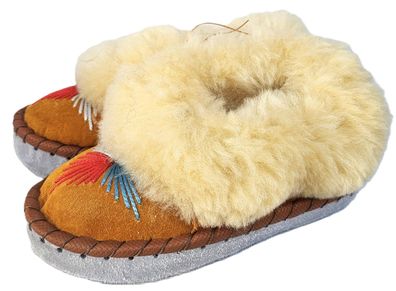 Lammfell Warme Hausschuhe Mokassin Gr.36 NEU, Schaffell/ -leder Handarbeit Orange