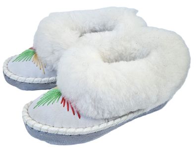 Lammfell Warme Hausschuhe Mokassin Gr.37 NEU, Schaffell/ -leder Handarbeit WEIß * 25